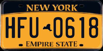 NY license plate HFU0618