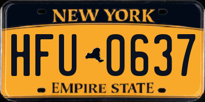 NY license plate HFU0637