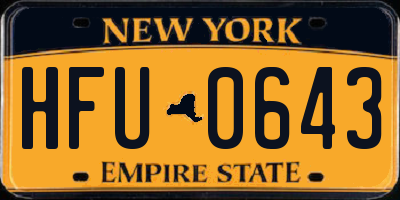 NY license plate HFU0643