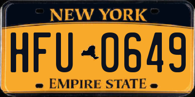 NY license plate HFU0649