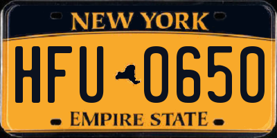 NY license plate HFU0650