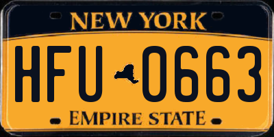 NY license plate HFU0663