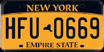 NY license plate HFU0669