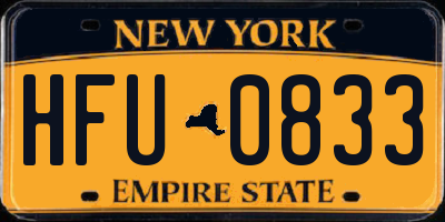 NY license plate HFU0833