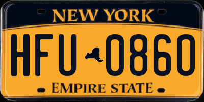 NY license plate HFU0860