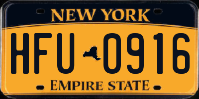 NY license plate HFU0916