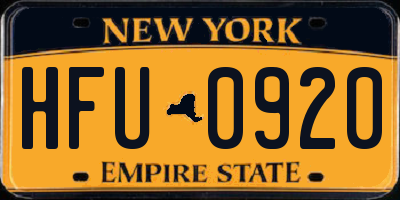 NY license plate HFU0920