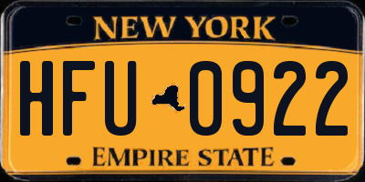 NY license plate HFU0922