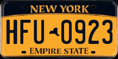 NY license plate HFU0923
