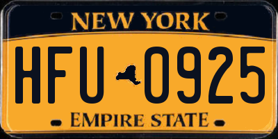 NY license plate HFU0925