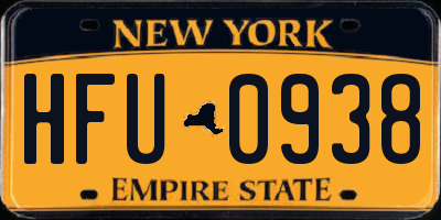 NY license plate HFU0938
