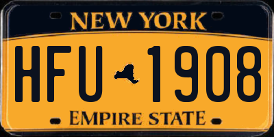 NY license plate HFU1908