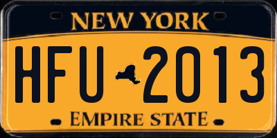 NY license plate HFU2013