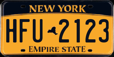 NY license plate HFU2123