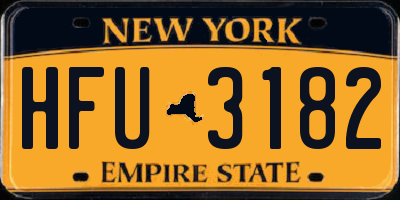 NY license plate HFU3182