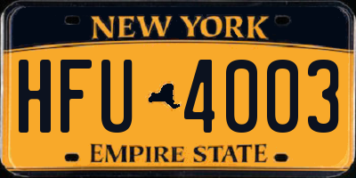 NY license plate HFU4003
