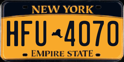 NY license plate HFU4070
