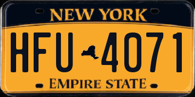 NY license plate HFU4071