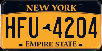 NY license plate HFU4204