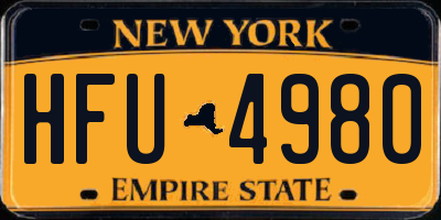 NY license plate HFU4980