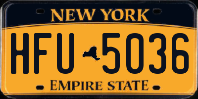 NY license plate HFU5036
