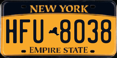 NY license plate HFU8038