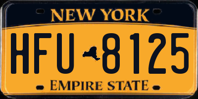 NY license plate HFU8125