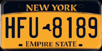 NY license plate HFU8189