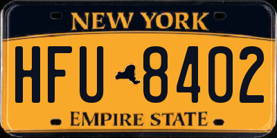 NY license plate HFU8402