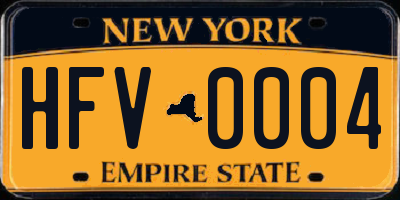NY license plate HFV0004