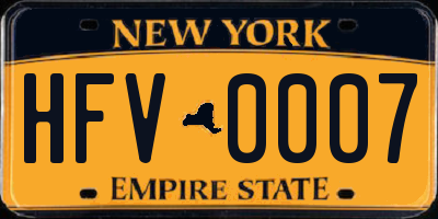 NY license plate HFV0007