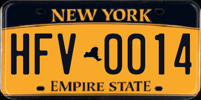NY license plate HFV0014