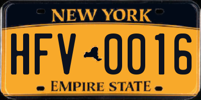 NY license plate HFV0016