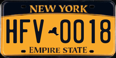 NY license plate HFV0018