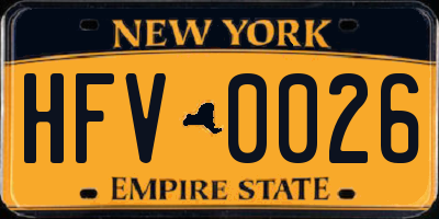 NY license plate HFV0026