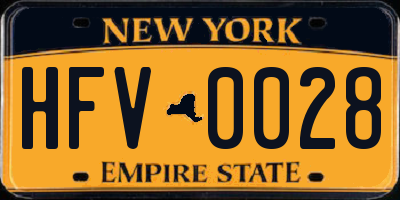 NY license plate HFV0028