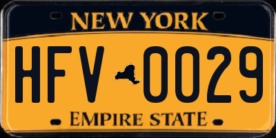 NY license plate HFV0029