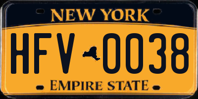NY license plate HFV0038