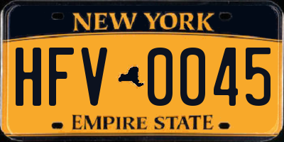 NY license plate HFV0045