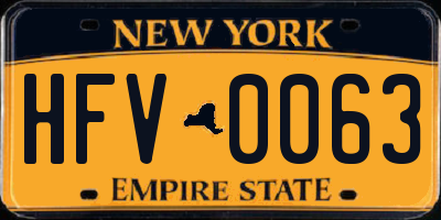 NY license plate HFV0063