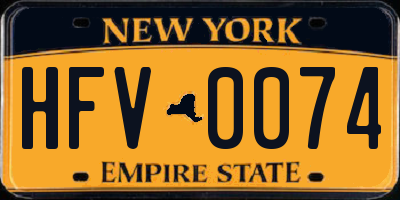 NY license plate HFV0074