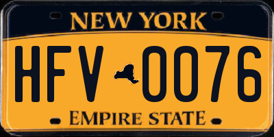 NY license plate HFV0076
