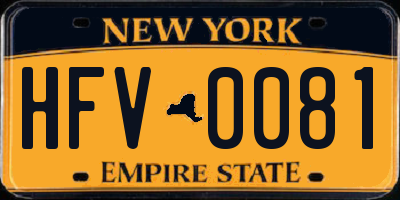 NY license plate HFV0081