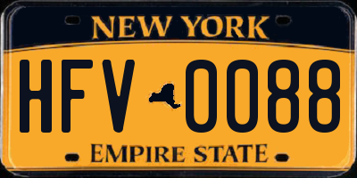 NY license plate HFV0088
