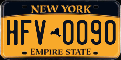 NY license plate HFV0090