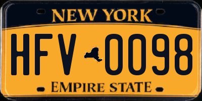 NY license plate HFV0098