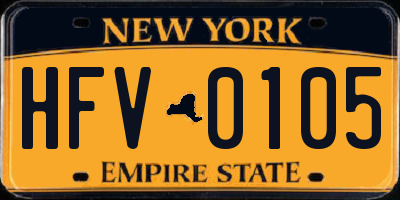 NY license plate HFV0105