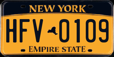 NY license plate HFV0109