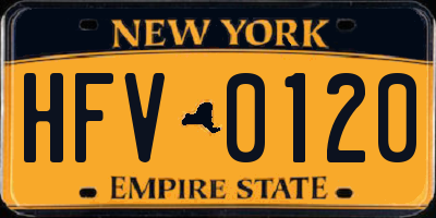 NY license plate HFV0120