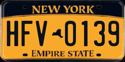 NY license plate HFV0139